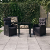 NNEVL 3 Piece Garden Dining Set with Cushions Black