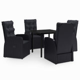 NNEVL 5 Piece Garden Dining Set with Cushions Black
