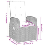 NNEVL 3 Piece Garden Dining Set with Cushions Grey