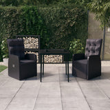 NNEVL 3 Piece Garden Dining Set with Cushions Black