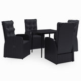 NNEVL 5 Piece Garden Dining Set with Cushions Black