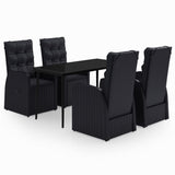 NNEVL 5 Piece Garden Dining Set with Cushions Black