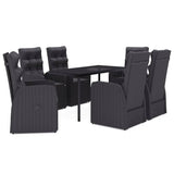 NNEVL 7 Piece Garden Dining Set with Cushions Black