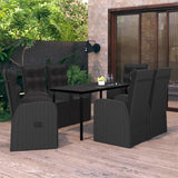 NNEVL 7 Piece Garden Dining Set with Cushions Black