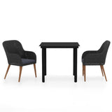 NNEVL 3 Piece Garden Dining Set with Cushions Black