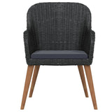 NNEVL 3 Piece Garden Dining Set with Cushions Black
