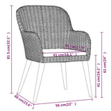 NNEVL 3 Piece Garden Dining Set with Cushions Black