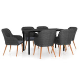 NNEVL 7 Piece Garden Dining Set with Cushions Black