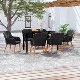 NNEVL 7 Piece Garden Dining Set with Cushions Black