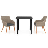 NNEVL 3 Piece Garden Dining Set with Cushions Brown