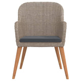 NNEVL 3 Piece Garden Dining Set with Cushions Brown