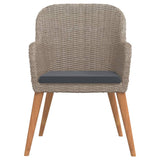 NNEVL 5 Piece Garden Dining Set with Cushions Brown