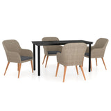 NNEVL 5 Piece Garden Dining Set with Cushions Brown