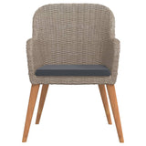NNEVL 5 Piece Garden Dining Set with Cushions Brown