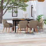 NNEVL 7 Piece Garden Dining Set with Cushions Brown