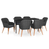 NNEVL 7 Piece Garden Dining Set with Cushions Black