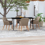 NNEVL 5 Piece Garden Dining Set with Cushions Brown
