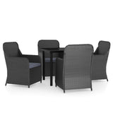 NNEVL 5 Piece Garden Dining Set with Cushions Black