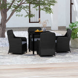 NNEVL 5 Piece Garden Dining Set with Cushions Black