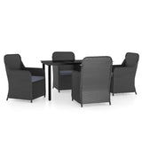 NNEVL 5 Piece Garden Dining Set with Cushions Black