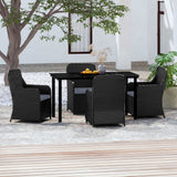 NNEVL 5 Piece Garden Dining Set with Cushions Black