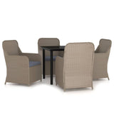 NNEVL 5 Piece Garden Dining Set with Cushions Brown
