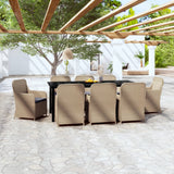 NNEVL 9 Piece Garden Dining Set with Cushions Brown