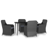 NNEVL 5 Piece Garden Dining Set with Cushions Black