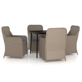 NNEVL 5 Piece Garden Dining Set with Cushions Brown
