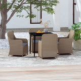 NNEVL 5 Piece Garden Dining Set with Cushions Brown