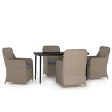 NNEVL 5 Piece Garden Dining Set with Cushions Brown