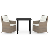 NNEVL 3 Piece Garden Dining Set Brown