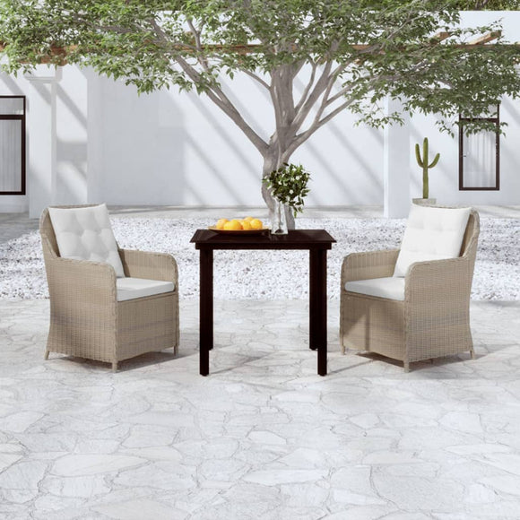 NNEVL 3 Piece Garden Dining Set Brown