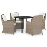 NNEVL 5 Piece Garden Dining Set Brown