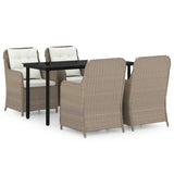 NNEVL 5 Piece Garden Dining Set Brown