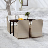 NNEVL 5 Piece Garden Dining Set Brown
