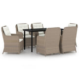 NNEVL 7 Piece Garden Dining Set Brown