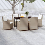NNEVL 7 Piece Garden Dining Set Brown