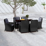 NNEVL 7 Piece Garden Dining Set Black