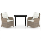 NNEVL 3 Piece Garden Dining Set Brown