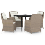 NNEVL 5 Piece Garden Dining Set Brown