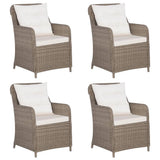 NNEVL 5 Piece Garden Dining Set Brown