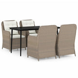 NNEVL 5 Piece Garden Dining Set Brown