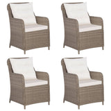 NNEVL 5 Piece Garden Dining Set Brown