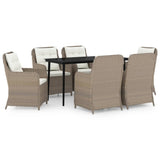 NNEVL 7 Piece Garden Dining Set Brown
