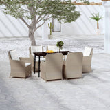 NNEVL 7 Piece Garden Dining Set Brown