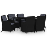 NNEVL 7 Piece Garden Dining Set Black
