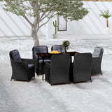 NNEVL 7 Piece Garden Dining Set Black