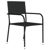 NNEVL 3 Piece Garden Dining Set Black