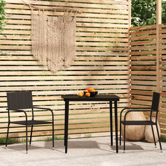 NNEVL 3 Piece Garden Dining Set Black